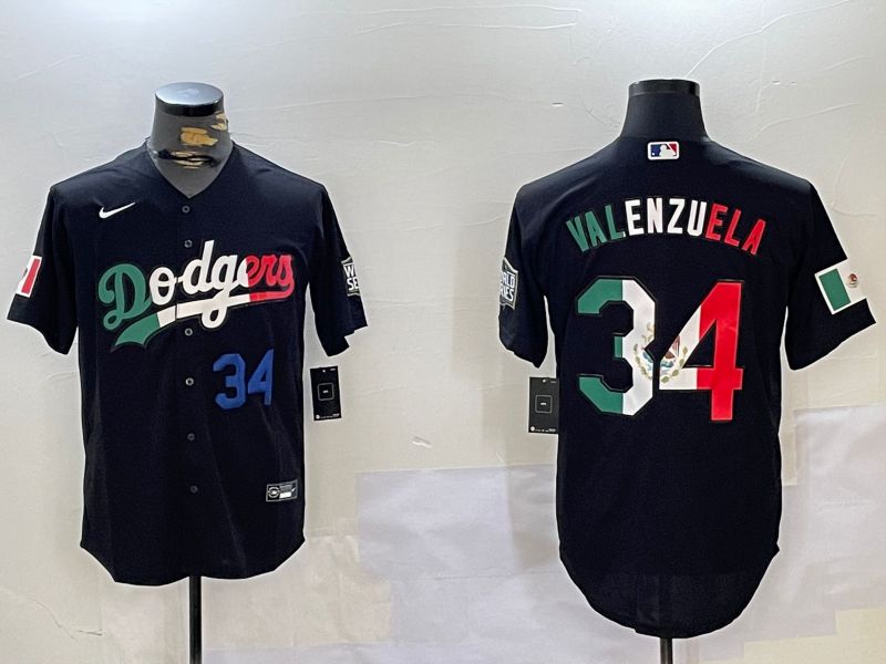 Men Los Angeles Dodgers 34 Valenzuela Black Game 2024 Nike MLB Jersey style 112016